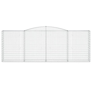 Gabbione cesto gabbia recinzione muro di contenimento ad arco 400 x 50 x 140/160 cm ferro zincato Argento 02_0040089