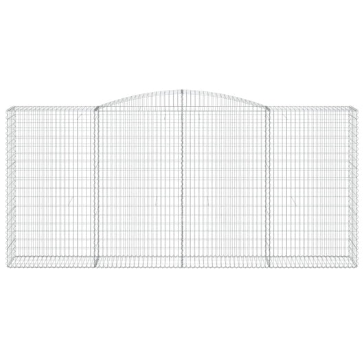 Gabbione cesto gabbia recinzione muro di contenimento ad arco 400 x 50 x 180/200 cm ferro zincato Argento 02_0040092