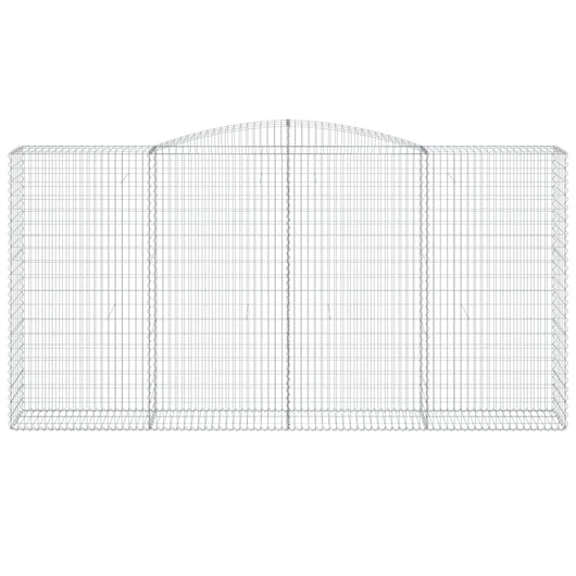 Gabbione cesto gabbia recinzione muro di contenimento ad arco 400 x 50 x 200/220 cm ferro zincato Argento 02_0040095