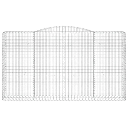 Gabbione cesto gabbia recinzione muro di contenimento ad arco 400 x 50 x 220/240 cm ferro zincato Argento 02_0040097