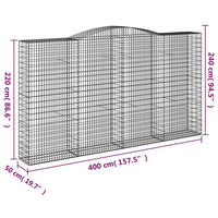 Cesto Gabbione ad Arco 400x50x220/240 cm Ferro Zincato 153541