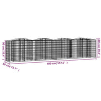 Aiuola rialzata gabbione ad arco 400 x 50 x 100 cm ferro zincato Argento 02_0039936