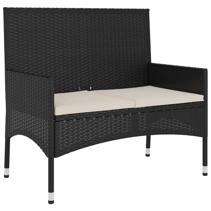 Panca da Giardino a 2 Posti con Cuscini in Polyrattan Nero 319488