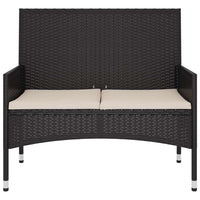 Panca da Giardino a 2 Posti con Cuscini in Polyrattan Nero 319488