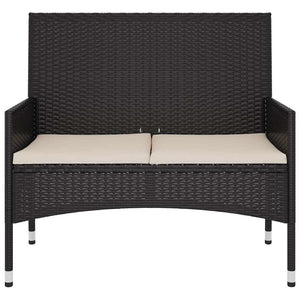 Panca da Giardino a 2 Posti con Cuscini in Polyrattan Nero 319488