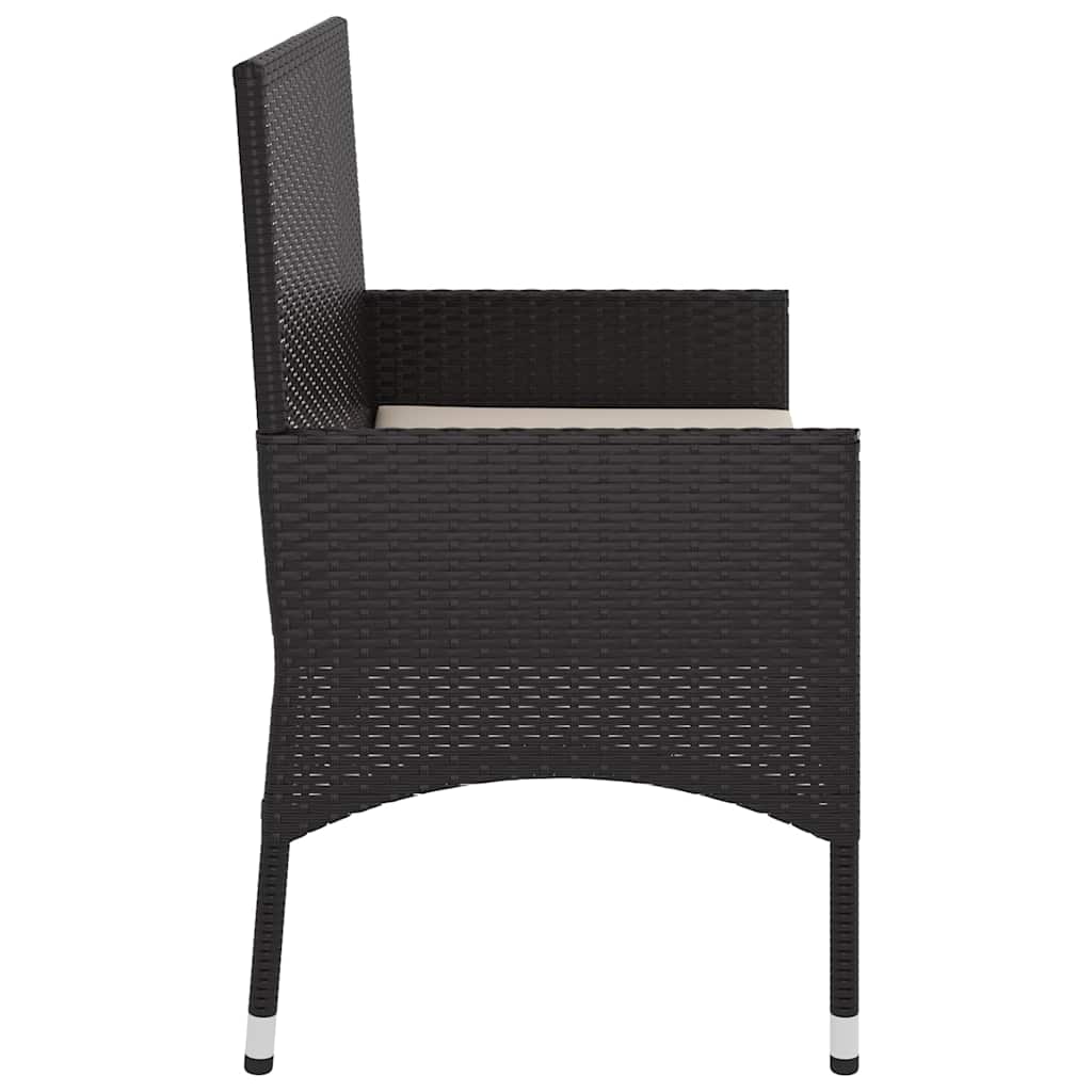 Panca da Giardino a 2 Posti con Cuscini in Polyrattan Nero 319488