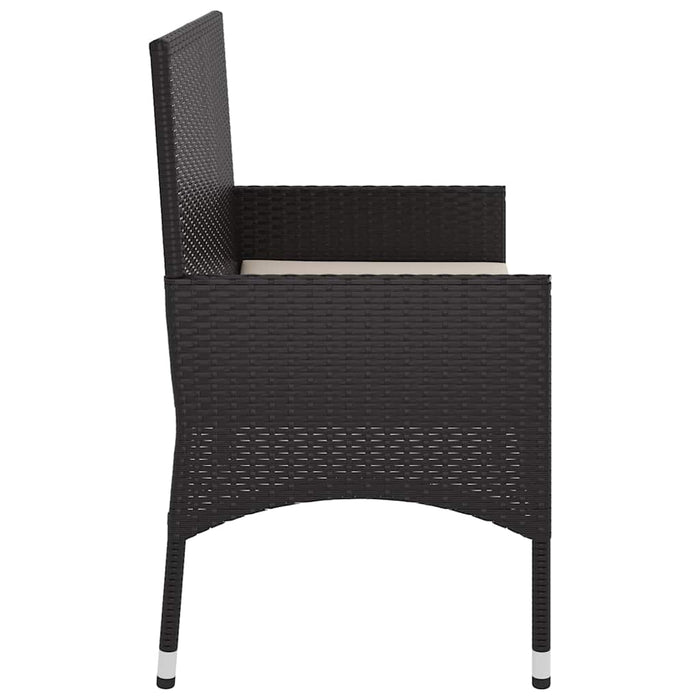 Panca da Giardino a 2 Posti con Cuscini in Polyrattan Nero 319488