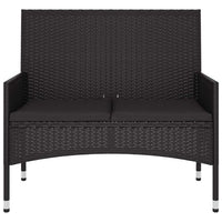 Panca da Giardino a 2 Posti con Cuscini in Polyrattan Nero