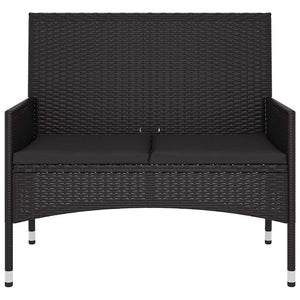 Panca da Giardino a 2 Posti con Cuscini in Polyrattan Nero