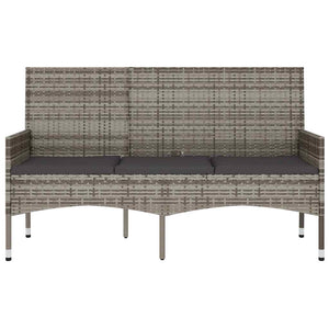 Panca da Giardino a 3 Posti con Cuscini in Polyrattan Grigio 319493