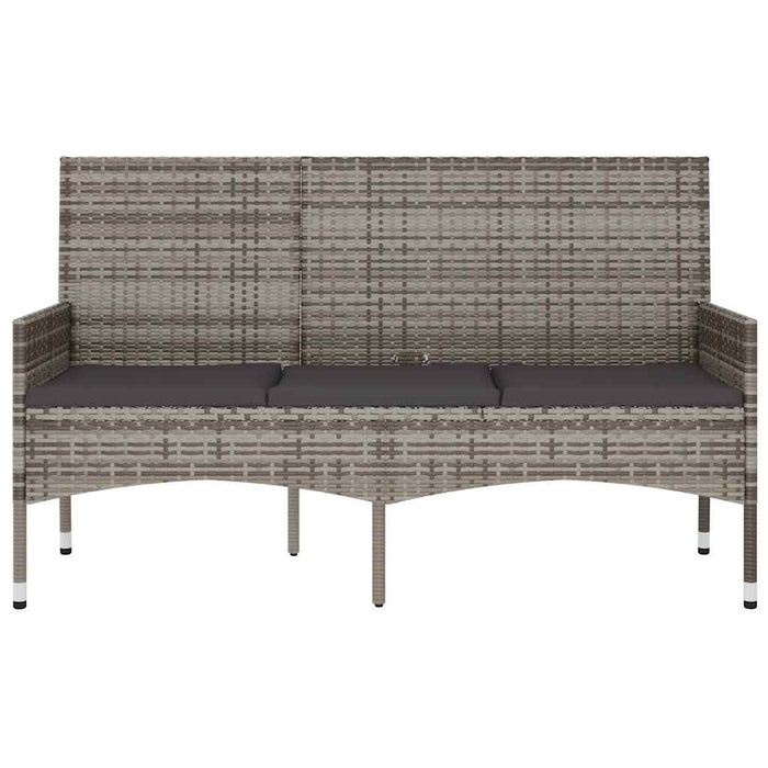 Panca da Giardino a 3 Posti con Cuscini in Polyrattan Grigio 319493