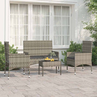 Set Divani da Giardino 4 pz con Cuscini in Polyrattan Grigio 319497