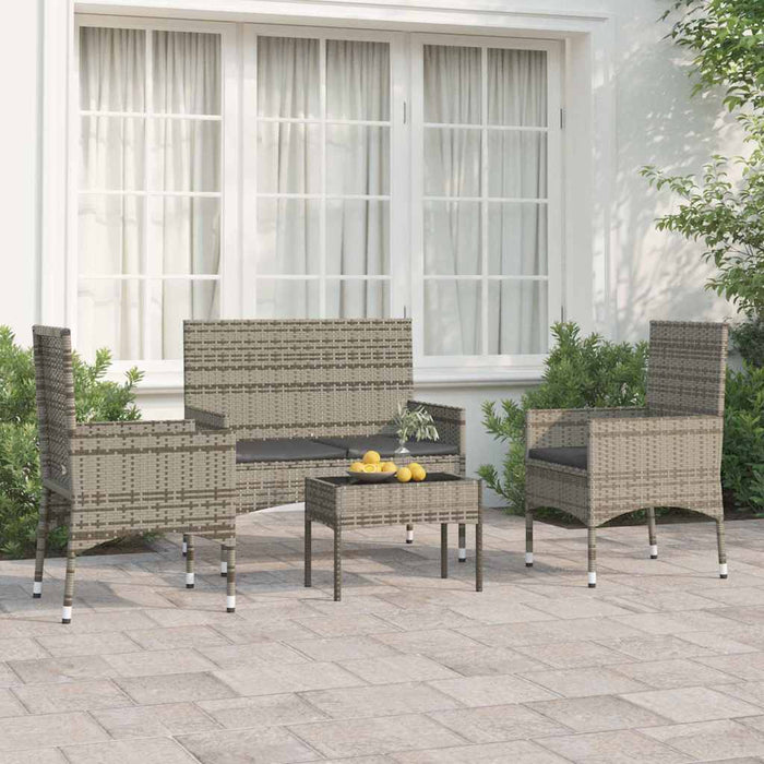 Set Divani da Giardino 4 pz con Cuscini in Polyrattan Grigio 319497