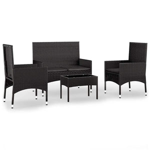 Set Divani da Giardino 4 pz con Cuscini Nero in Polyrattancod mxl 119390