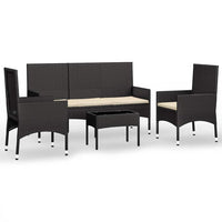 Set Divani da Giardino 4 pz con Cuscini Nero in Polyrattan 319500