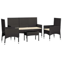 Set Divani da Giardino 4 pz con Cuscini Nero in Polyrattan 319500