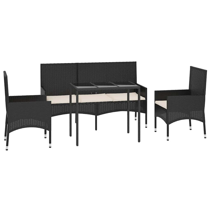 Set Divani da Giardino 4 pz con Cuscini Nero in Polyrattancod mxl 71442