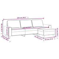 Divano a 3 Posti con Poggiapiedi Beige 210cm Tessuto Microfibra 3153544