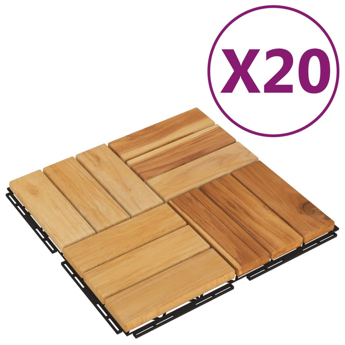 Piastrelle per Esterni 20pz 30x30 cm Legno Massello di Teak 3152104