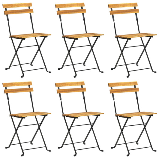 Sedie da Giardino Pieghevoli 6 pz in Acciaio e Massello Acacia 3152106