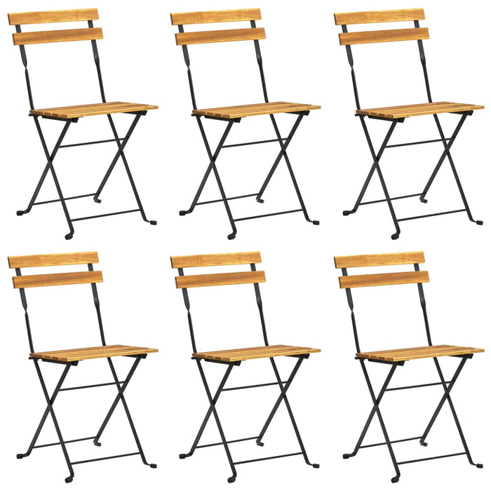 Sedie da Giardino Pieghevoli 6 pz in Acciaio e Massello Acacia 3152106