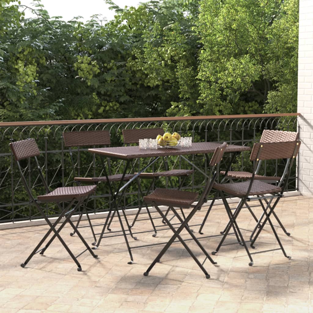 Sedie Pieghevoli da BistrÃ² 6 pz Marroni Polyrattan e Acciaiocod mxl 125060