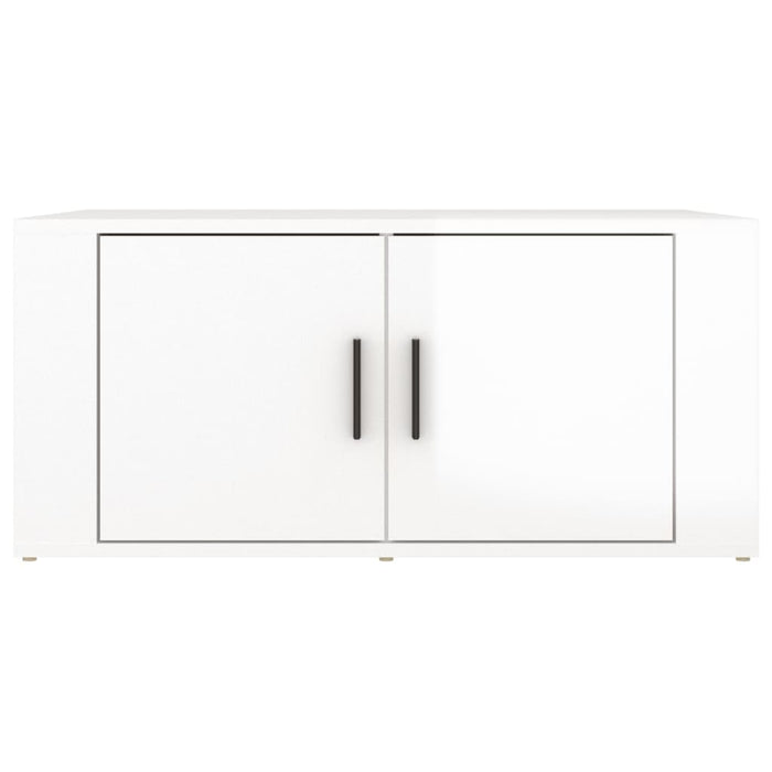 Tavolino da Salotto Bianco Lucido 80x50x36cm Legno Multistrato 816514