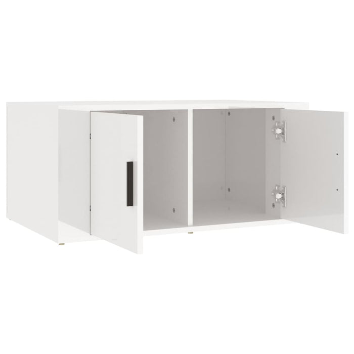 Tavolino da Salotto Bianco Lucido 80x50x36cm Legno Multistrato 816514