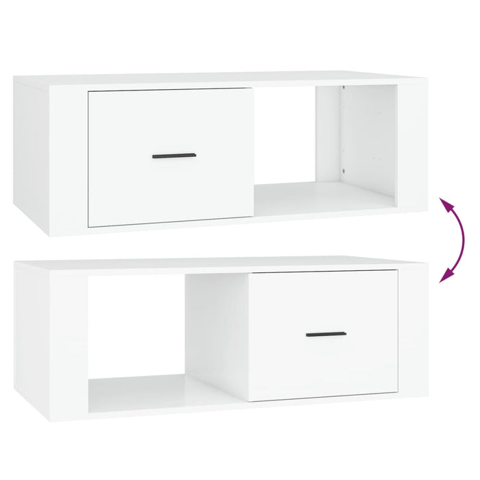 Tavolino da Salotto Bianco 100x50,5x35 cm in Legno Multistrato 816536
