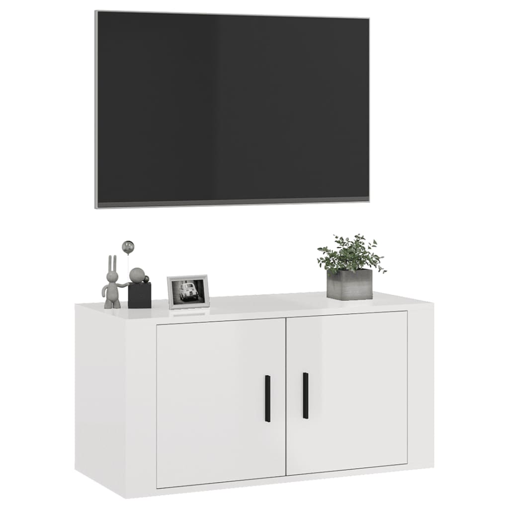 Mobile Porta TV a Parete bianco lucido 80x34,5x40 cm 816626