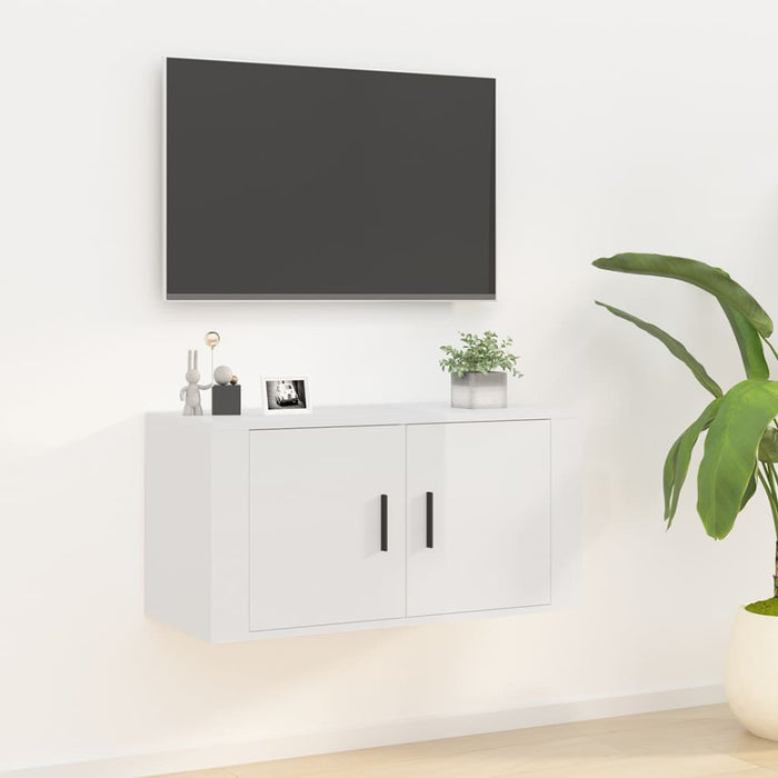 Mobile Porta TV a Parete bianco lucido 80x34,5x40 cm 816626