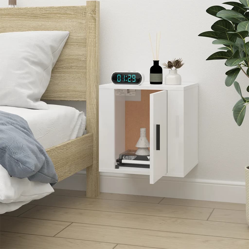 Mobile Porta TV a Parete Bianco Lucido 40x34,5x40 cm 816644