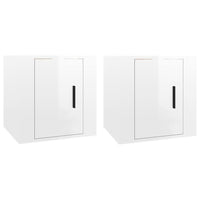 Mobili Porta TV a Parete 2 pz Bianco Lucido 40x34,5x40 cm