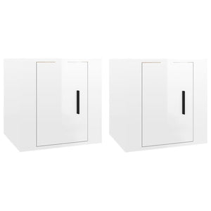 Mobili Porta TV a Parete 2 pz Bianco Lucido 40x34,5x40 cm