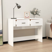 Tavolino Consolle Bianco Lucido 100x39x75 cm Legno Multistrato 816778