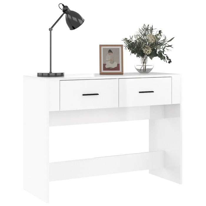 Tavolino Consolle Bianco Lucido 100x39x75 cm Legno Multistrato 816778