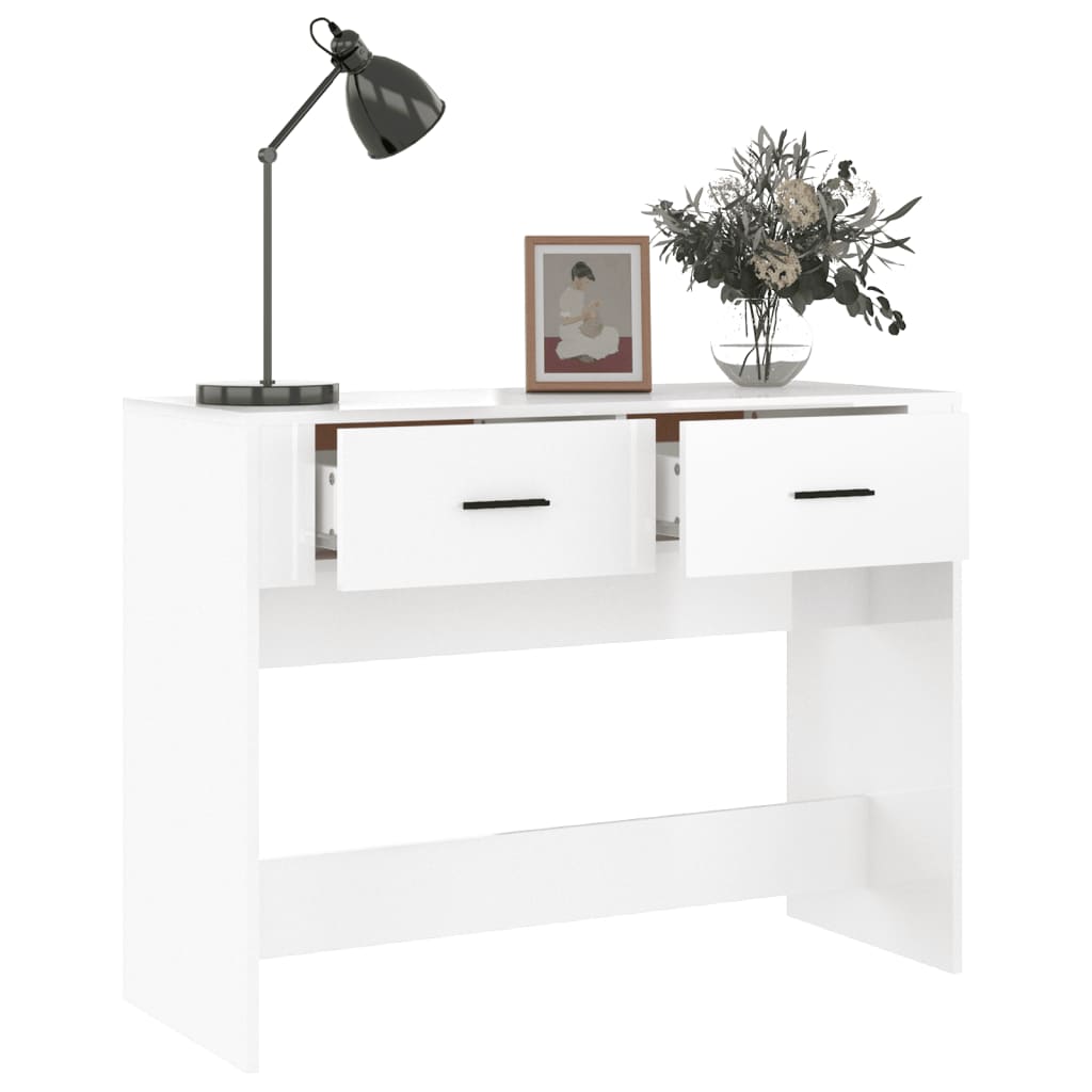 Tavolino Consolle Bianco Lucido 100x39x75 cm Legno Multistrato 816778