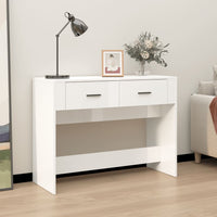 Tavolino Consolle Bianco Lucido 100x39x75 cm Legno Multistrato 816778