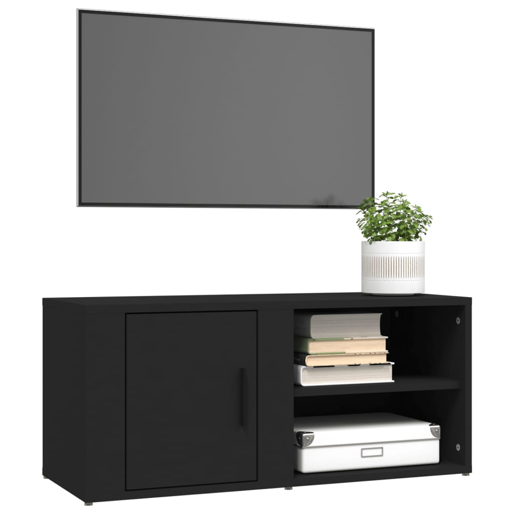 Mobile Porta TV Nero 80x31,5x36 cm in Legno Multistrato 819438
