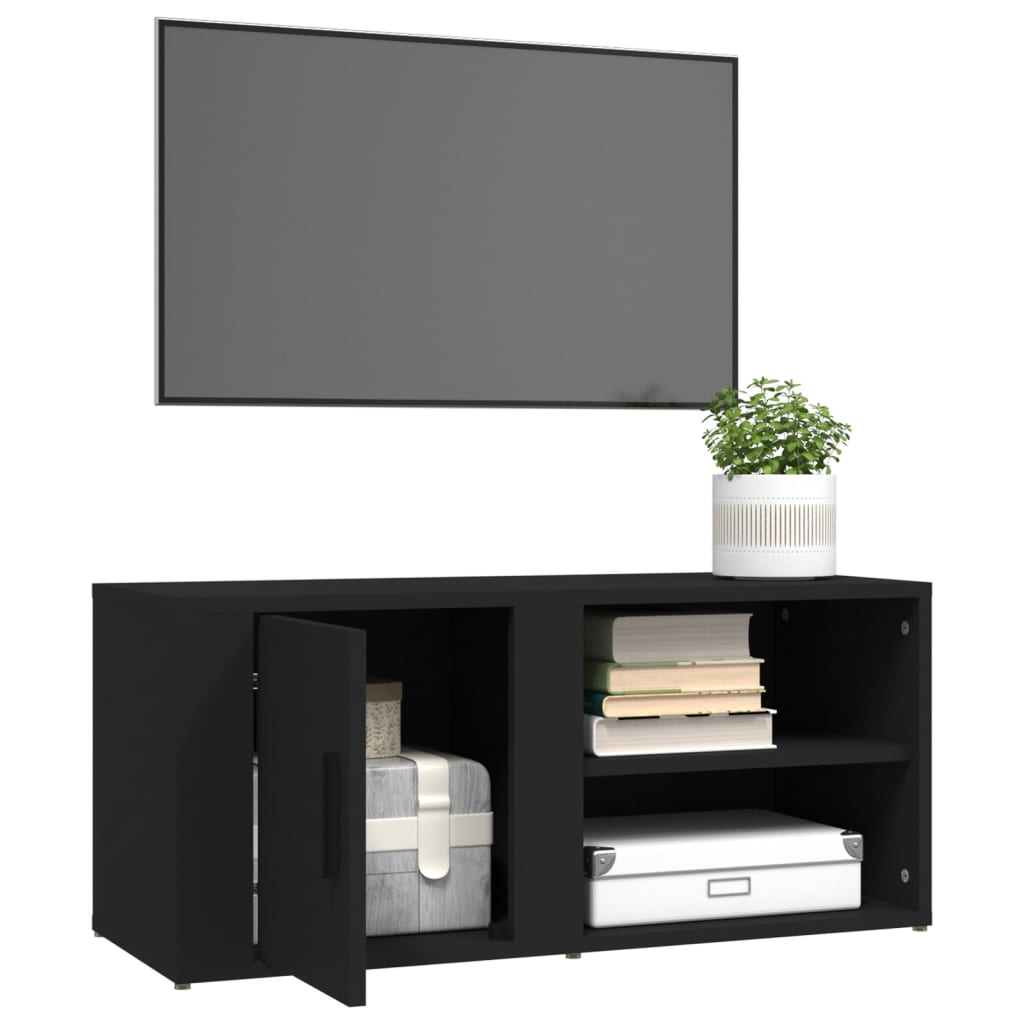 Mobile Porta TV Nero 80x31,5x36 cm in Legno Multistrato 819438