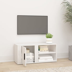Mobile Porta TV Bianco Lucido 80x31,5x36 cm Legno Multistrato 819440