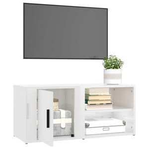 Mobile Porta TV Bianco Lucido 80x31,5x36 cm Legno Multistrato 819440