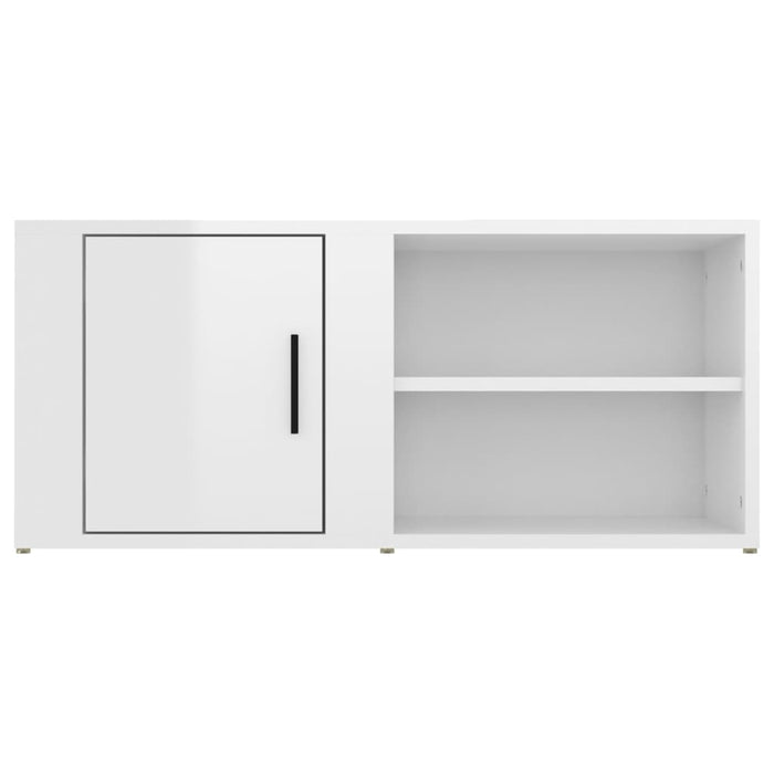 Mobile Porta TV Bianco Lucido 80x31,5x36 cm Legno Multistrato 819440