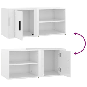 Mobile Porta TV Bianco Lucido 80x31,5x36 cm Legno Multistrato 819440