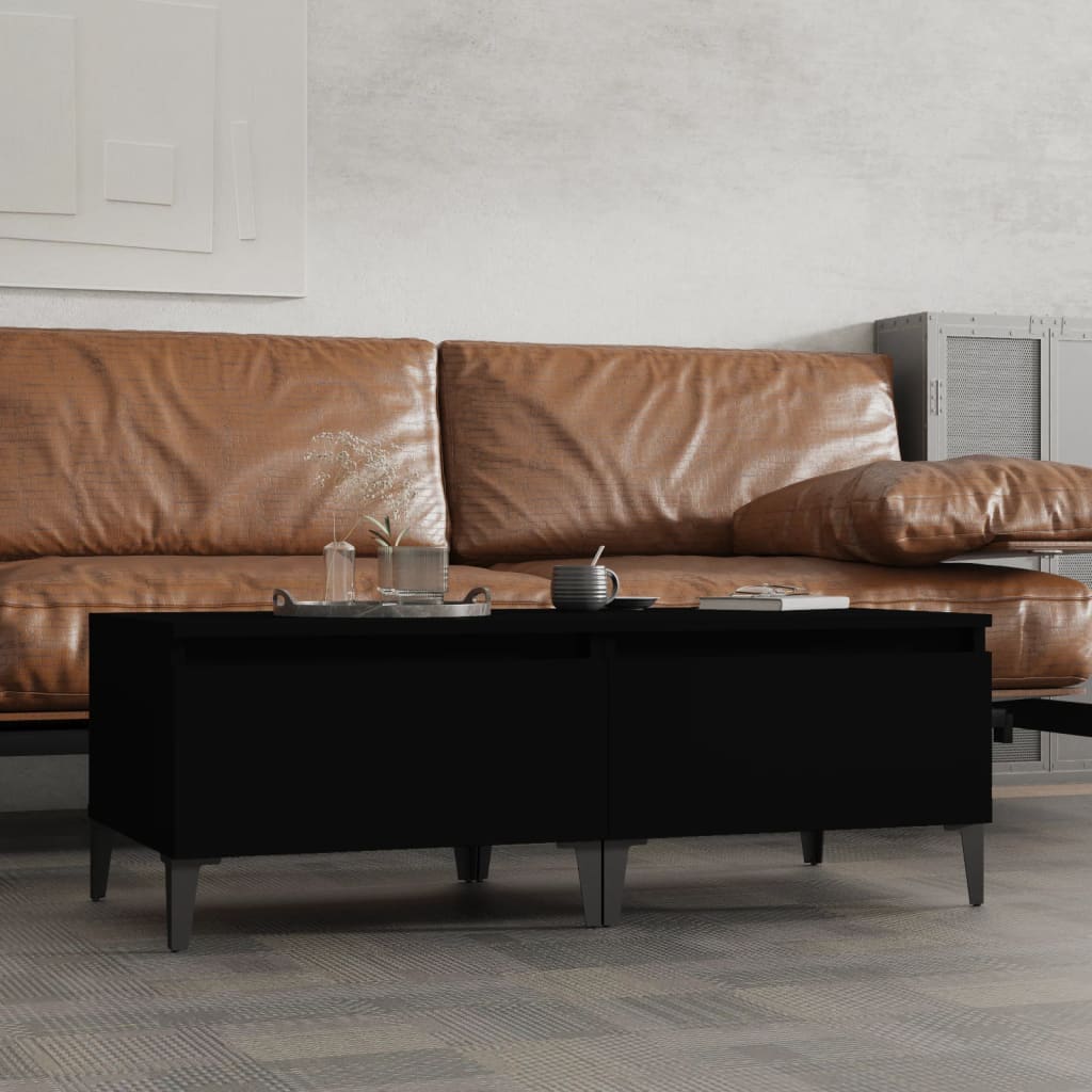 Tavolini 2pz Neri 50x46x35 cm in Legno Multistrato 819519