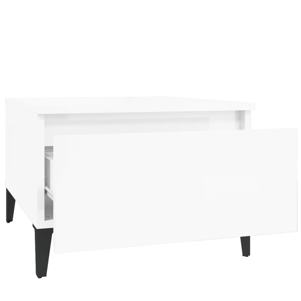 Tavolino Bianco Lucido 50x46x35 cm in Legno Multistrato 819520