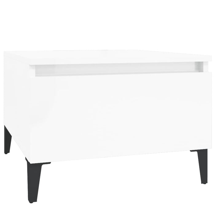 Tavolini 2pz Bianco Lucido 50x46x35 cm in Legno Multistrato 819521