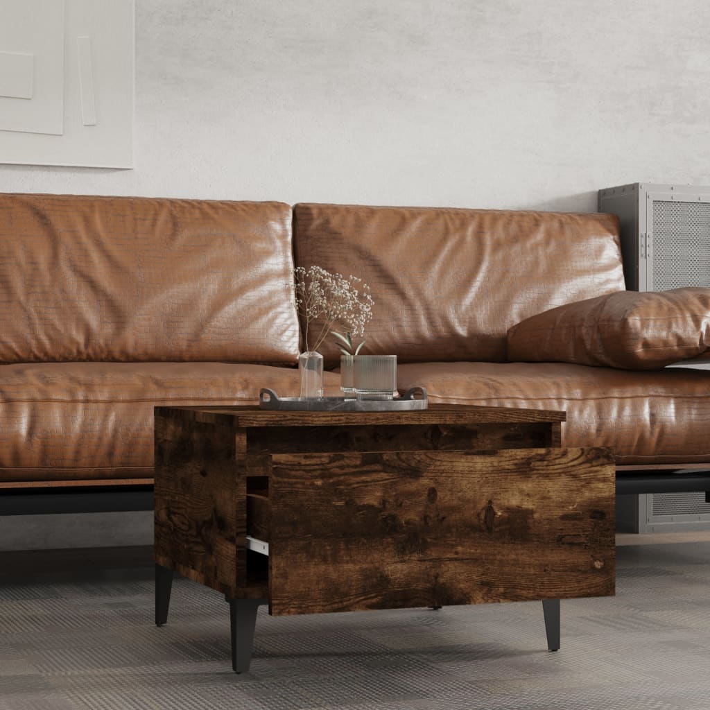 Tavolino da Salotto Rovere Fumo 50x46x35cm in Legno Multistrato 819526