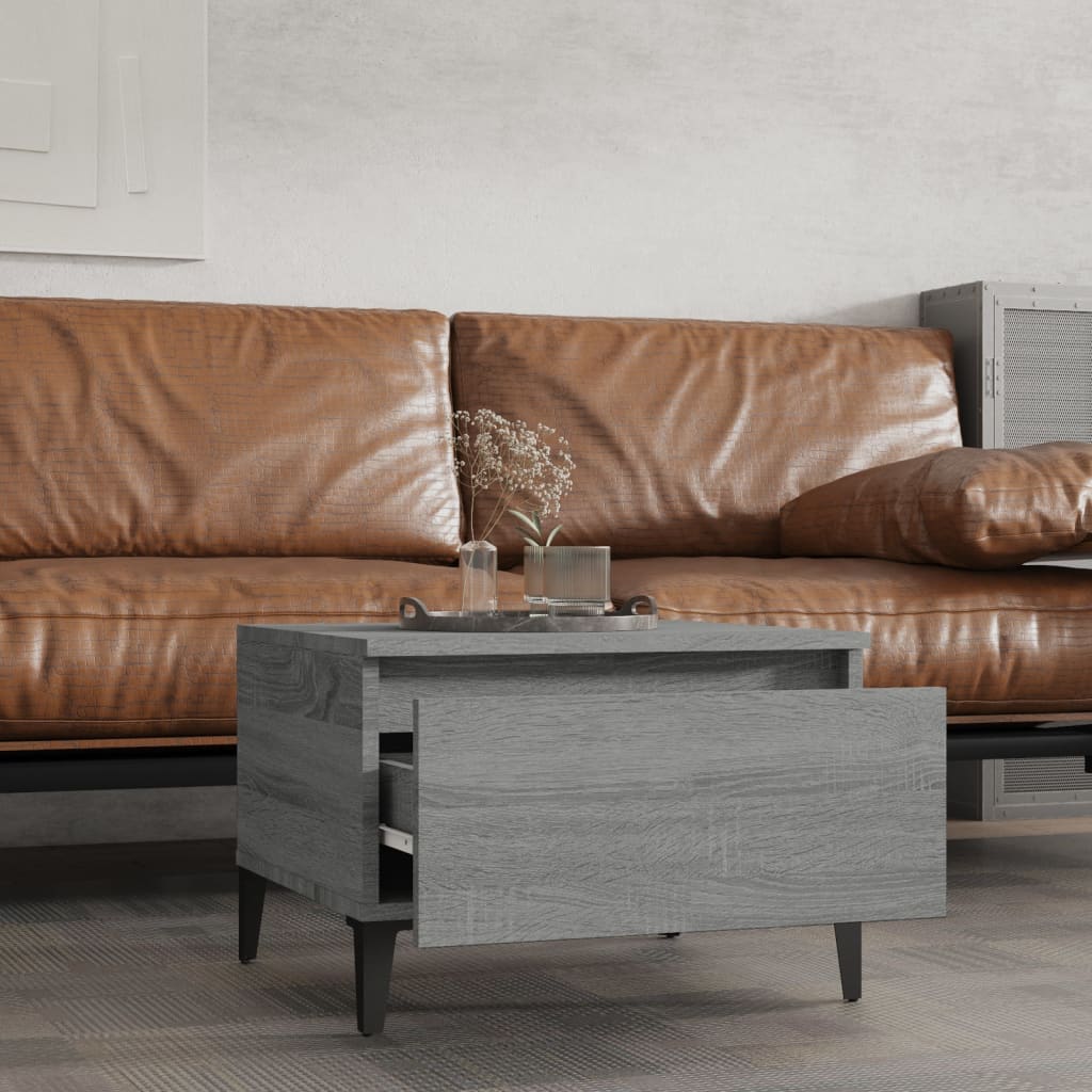 Tavolino Grigio Sonoma 50x46x35 cm in Legno Multistrato cod mxl 26486