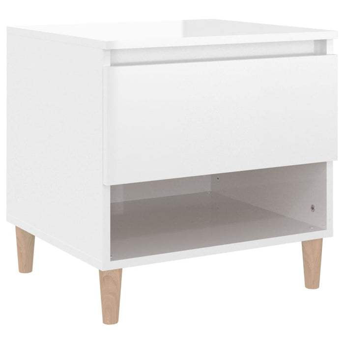 Comodino Bianco Lucido 50x46x50 cm in Legno Multistrato 819536
